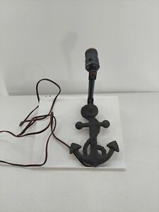 Vintage Mcm Wrought Iron Sconce Lamp Anchor Rope Nautical Light Fixture Black