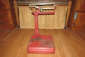 Antique Red Cast Iron Howe 5058 Platform Balance Scale 2378dr