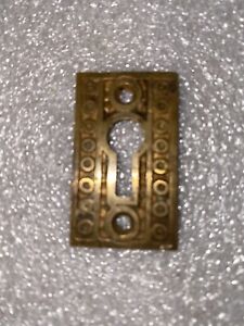 Antique Norwalk Brass Eastlake Design Keyhole Cover Escutcheon