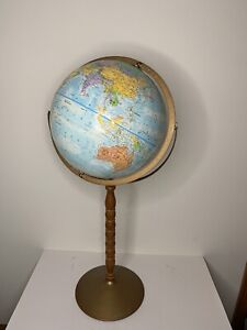 Globlemaster 12 Inch Diameter Rotating Globe Raised Relief On Stand 32 Vintage