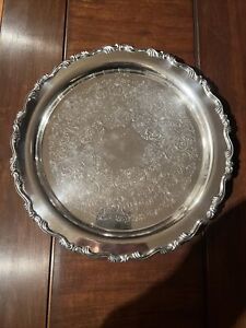Wm A Rogers Serving Tray Platter Engraved Silver Plate Georgian Scroll 12 1 2 