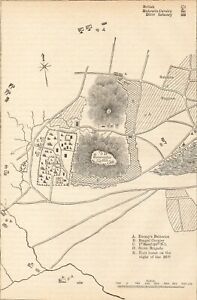 Antique Map Battle Plan Defence Of Seetabuldee Hill Maratha War India 1817