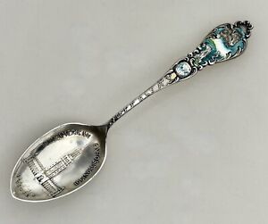 Pan American Expo Buffalo Ny Sterling Silver Enamel Souvenir Spoon 92510