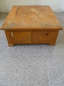 Antique Library File Box Wood Card Catalog Library File Box 2 Drawer