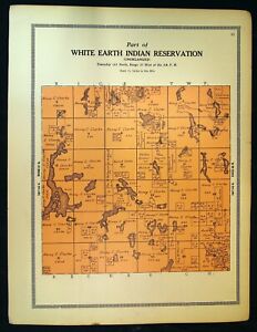 1912 Plat Map Part Of White Earth Indian Reservation Clearwater County Minnesota