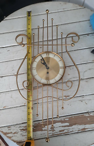 Mid Century Welby 8 Day Lyre Wall Clock Works 24 X 11 5