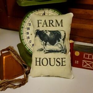 Primitive Farm House Dairy Milk Cow Bowl Fillers Tuck Pillow Style