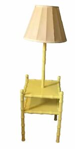 Vintage Mcm 1960s Asian Faux Bamboo Yellow Table Floor Lamp