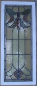 Edwardian Old English Leaded Stained Glass Window Floral 16 1 4 X 39 1 4 