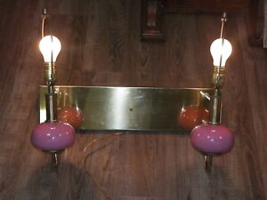 Vintage Mid Century Modern Pink Double Light Wall Lamp 3 Way Switch Twin Beds