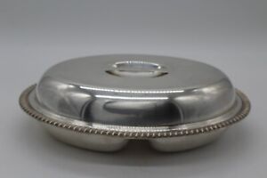 Vintage Meriden International S P Co Oval Silver Divided Plate