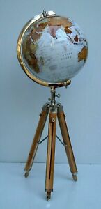 Floor World Globe With Wooden Tripod Stand 18 Big Modern Map Atlas Globe Decor