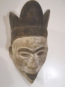 African Tribal Mask Nigeria Old Wooden White Face Ogoni Spirit Mask