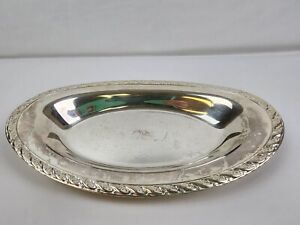 Vintage Wm Rogers Son Silver Plate Oval Spring Flower Floral Serving Dish 2019