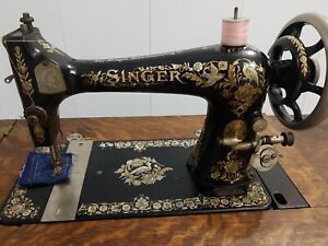 Antique 1903 Singer Treadle Sewing Machine In Cabinet Original Condition Works