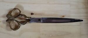 Antique German Brass Handle Romantic Sewing Scissors Stamped Germany 