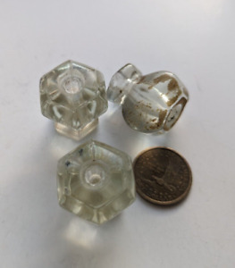 Lot Of 3 Vintage Clear Glass Cabinet Drawer Knobs 1 1 8 Inch Wide