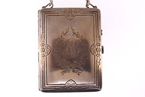 Whs Co Sterling Silver Coin Mirror Compact Puff Dance Purse With Chain 3 1 2 