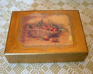 Vintage The Alden Fruit Vinegar Strawberry Box Gold Wood Hand Made Italy