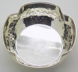 Vintage Italian Handmade Genuine Silver Mini Hammered Engraved Bowl