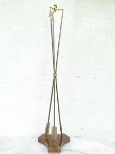 07f28 Antique Floor Lamp Art Deco 3 Arrows Brass Placement Style Jansen