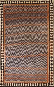 Vintage Chevron Gabbeh Tribal Area Rug 4 X7 Wool Hand Knotted Nomadic Carpet