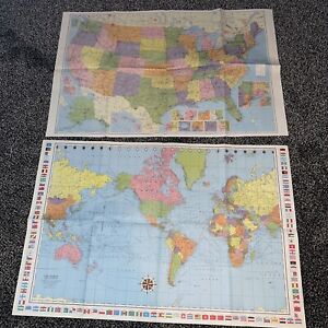 Colorprint World Map Mercator Projection American Map Co 50 X38 Usa Map Vtg