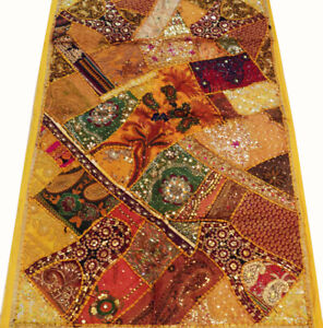 60 Antique India Art Ethnic D Cor Sari Beads Sequin Lace Wall Hanging Tapestry