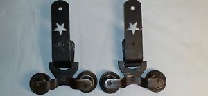Wi Barn Antique Primitive Barn Door Rollers Steampunk Working Set Of Two Farm