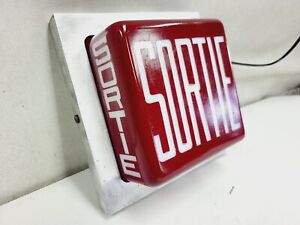 Scarce Art Deco Ruby Red Square Glass Sortie Exit Light Sign Fixture Theater 50s