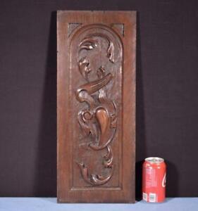 Antique French Carved Solid Oak Wood Panel Salvage