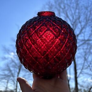 Ruby Red Raised Quilted Lightning Rod Ball Estate 2
