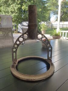 Antique Cast Iron Hot Water Heater Stand Base Industrial Steampunk Ornate Rare