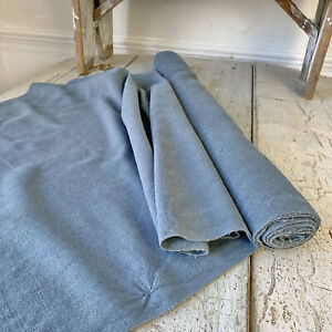 Antique Vintage Blue Dyed Bolt Of Homespun Linen 5 Yards Grain Sack Fabric Fr