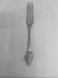 Medallion Sterling Solid Youth Tea Fork Marked Hotchkiss Schreuder Circa 1867