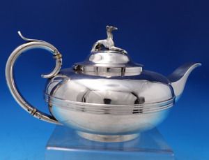Harris Stanwood Coin Silver Tea Pot With 3 D Dog Finial 5 X 10 7455 