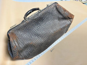 Antique Walrus Leather Doctors Dentists Medical Bag Case Trunk Luggage Embossed