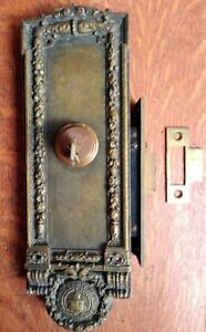 Large Antique Ornate Fancy Victorian Keyed Door Bolt Y T Cook Co Ilinois C1885