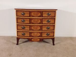 Benchmade 1950s Hepplewhite Curly Maple Mahogany Rogers Style Chest Dresser 3