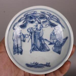 Chinese Blue And White Porcelain Qing Guangxu Figure Painting Plate 3 94 Inch
