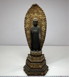 Buddha Amida Nyorai Amitabha Wooden Statue 12 9 Inch 19th C Edo Japanese Antique