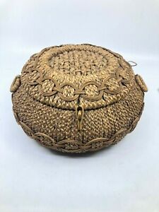 Wonderful Design Antique Sewing Basket Casket Woven
