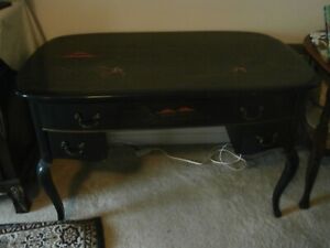 Rare Antique Chinese Desk With Gorgeous Inlaid Painting On Top And The Side