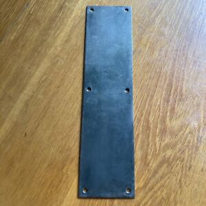 Vintage Crome Plated Brass Door Push Plate 3x12 Inch Plating Worn And Tarnished 