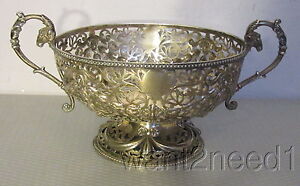 George Fox 1870 London Sterling Silver Pierced Basket Bowl Dish Victorian 326g