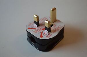 Retro Style 13 Amp Black 3 Pin Electrical Plug Fuse Fitted Lamp Light Plug Cb23
