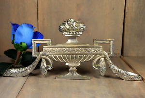 Antique French Bronze Chromed Overdoor Cabinet Pediment Empire Ornament 1920s