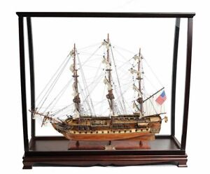 Uss Constitution Old Ironsides Model 29 Tall Ship W Table Top Display Case New