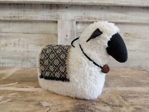 Primitive Country Farmhouse Fluffy With Black Blanket Folk Art Doll