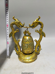 Rare China Antique Bronze Gilded With Real Gold Shuanglong Clock